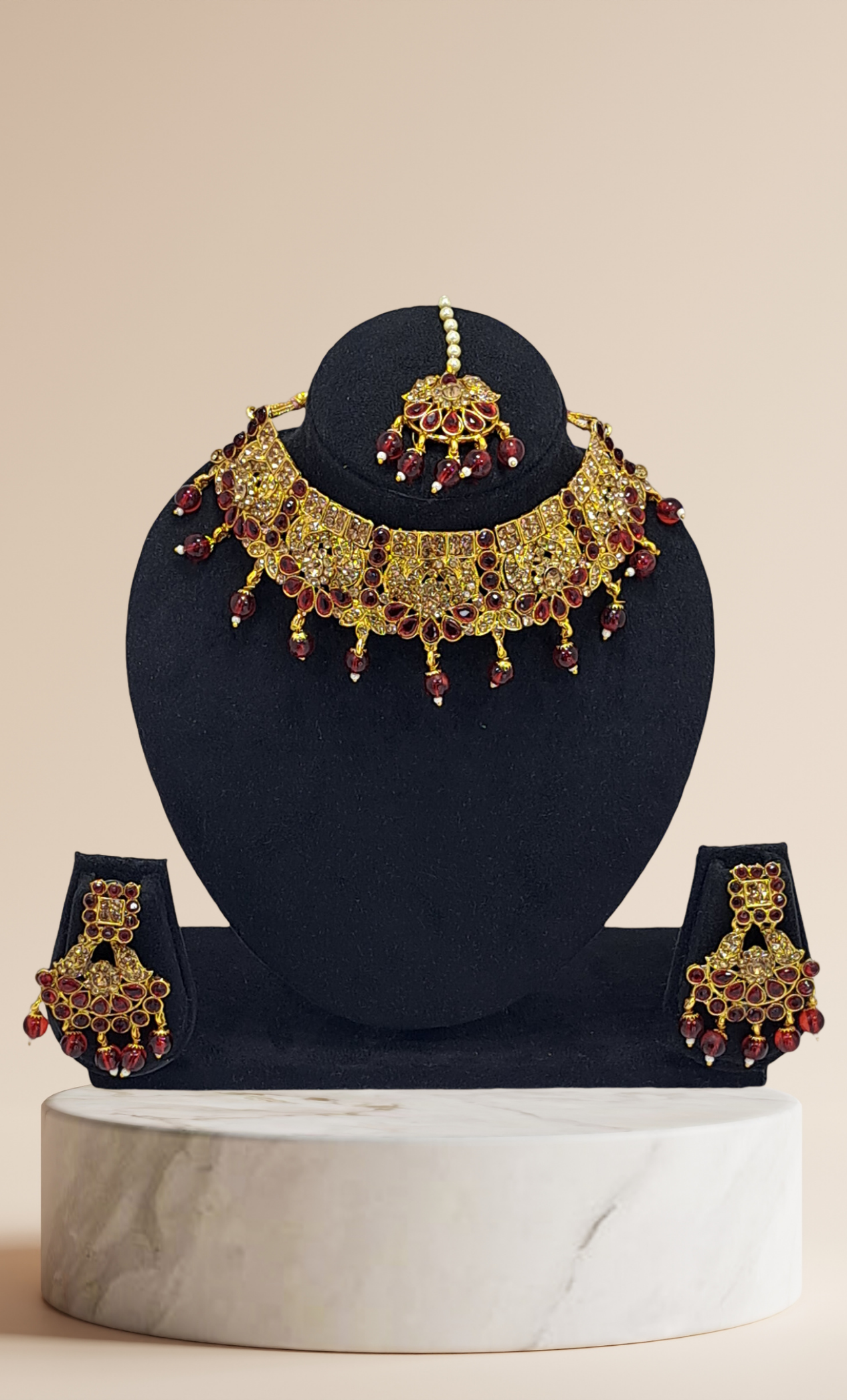 Maroon Stone Work Chocker Set