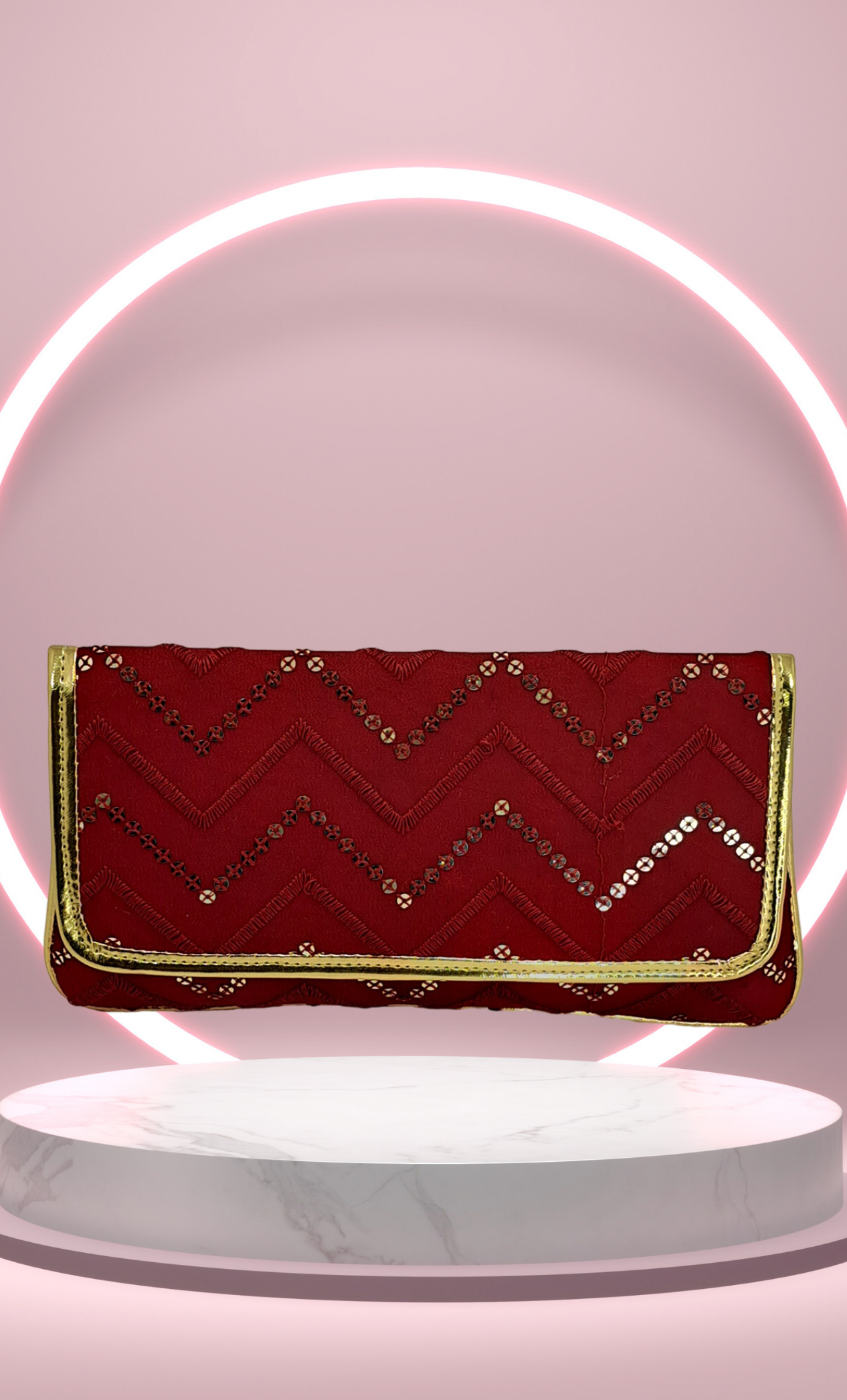 Maroon Embroidered Clutch