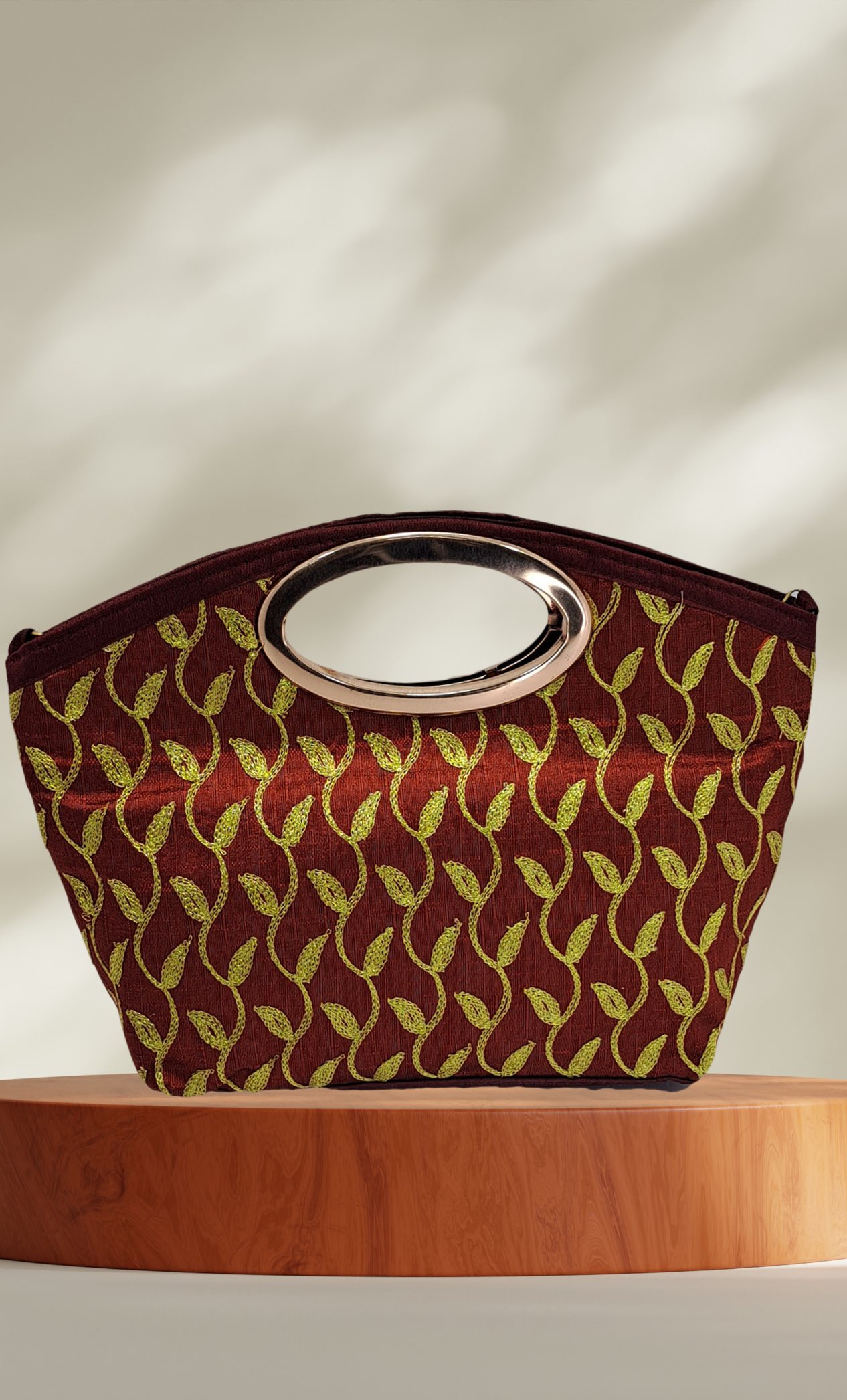 Maroon Embroidered Handbag