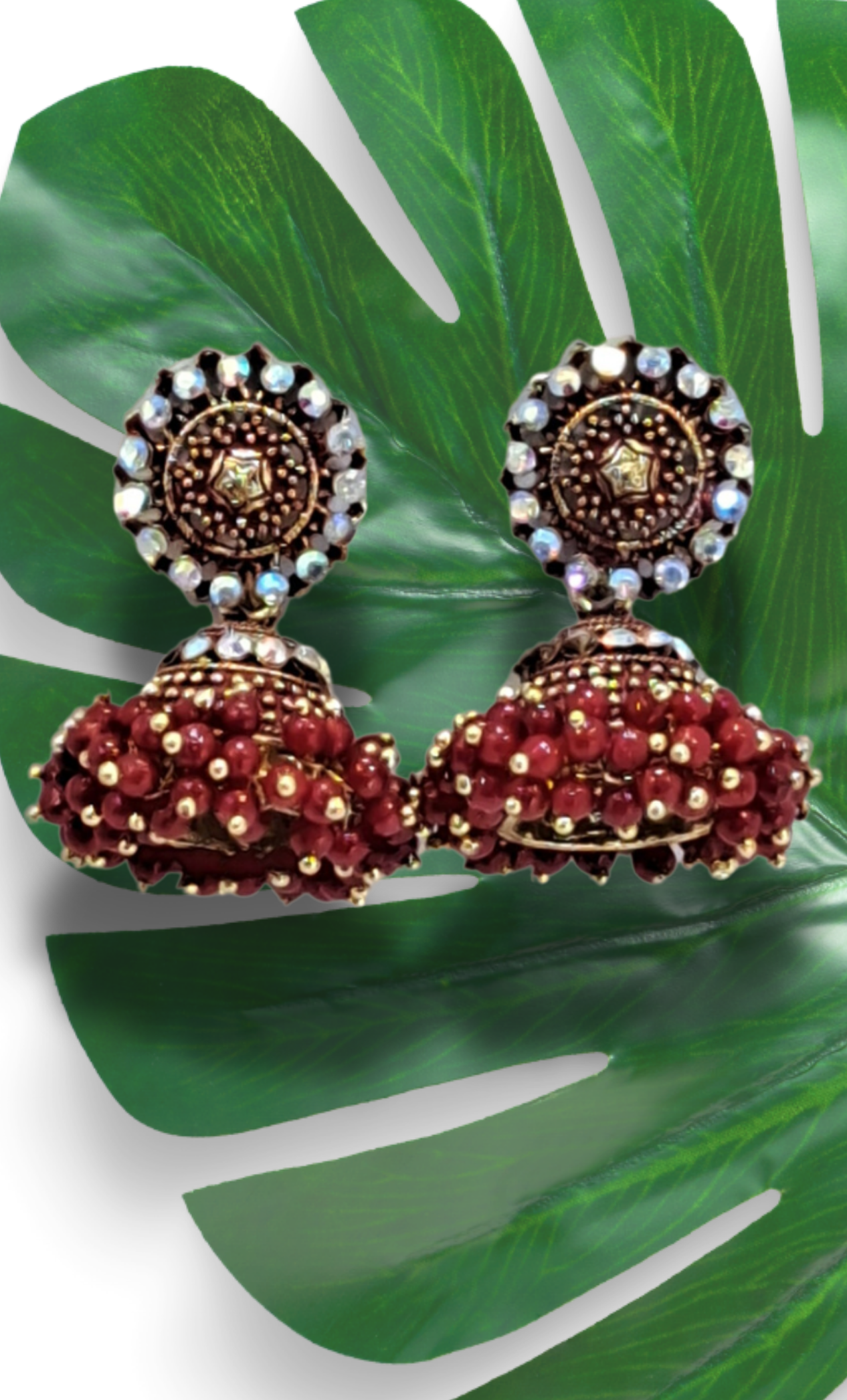 Maroon Jumki Earrings