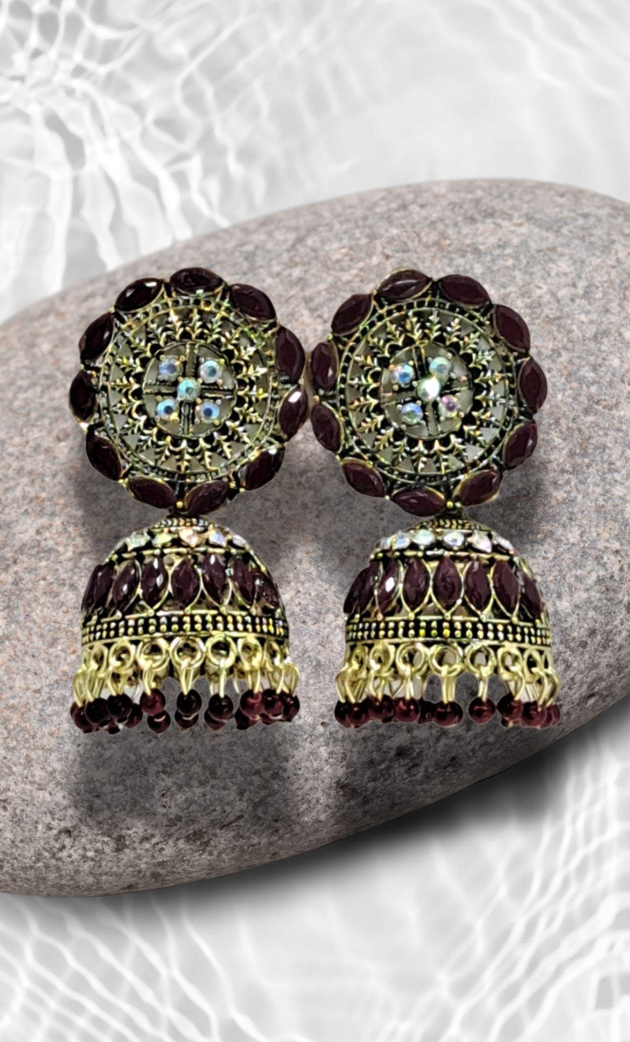 Maroon Jumki Earrings