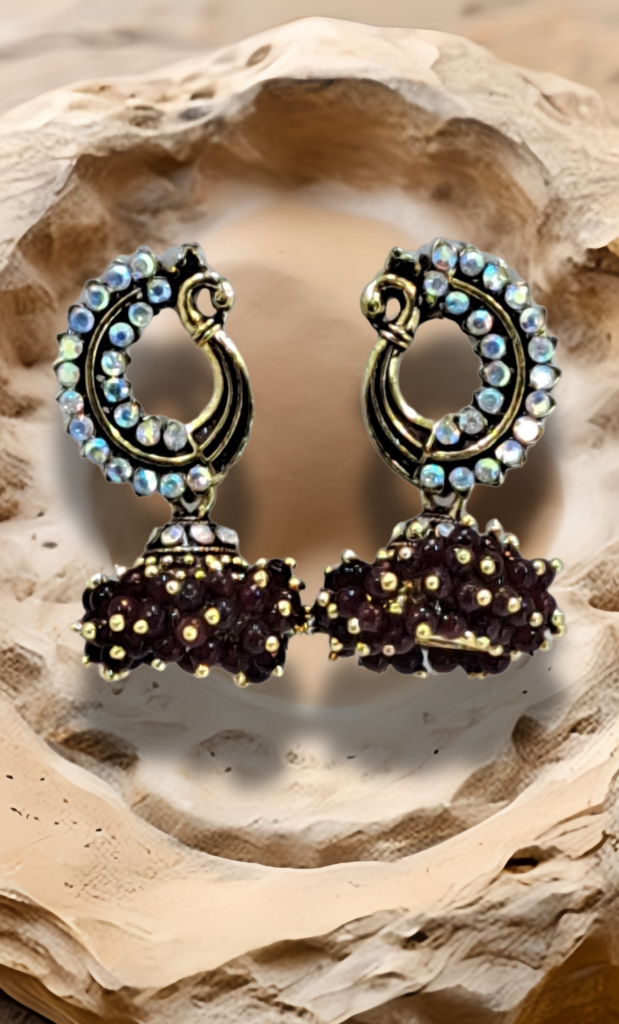 Deep Maroon Jumki Earrings