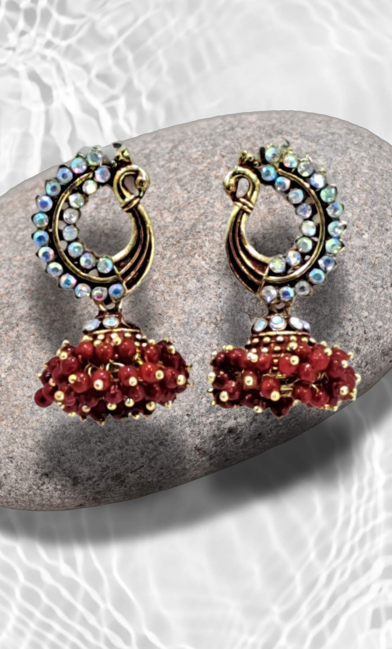 Deep Red Jumki Earrings