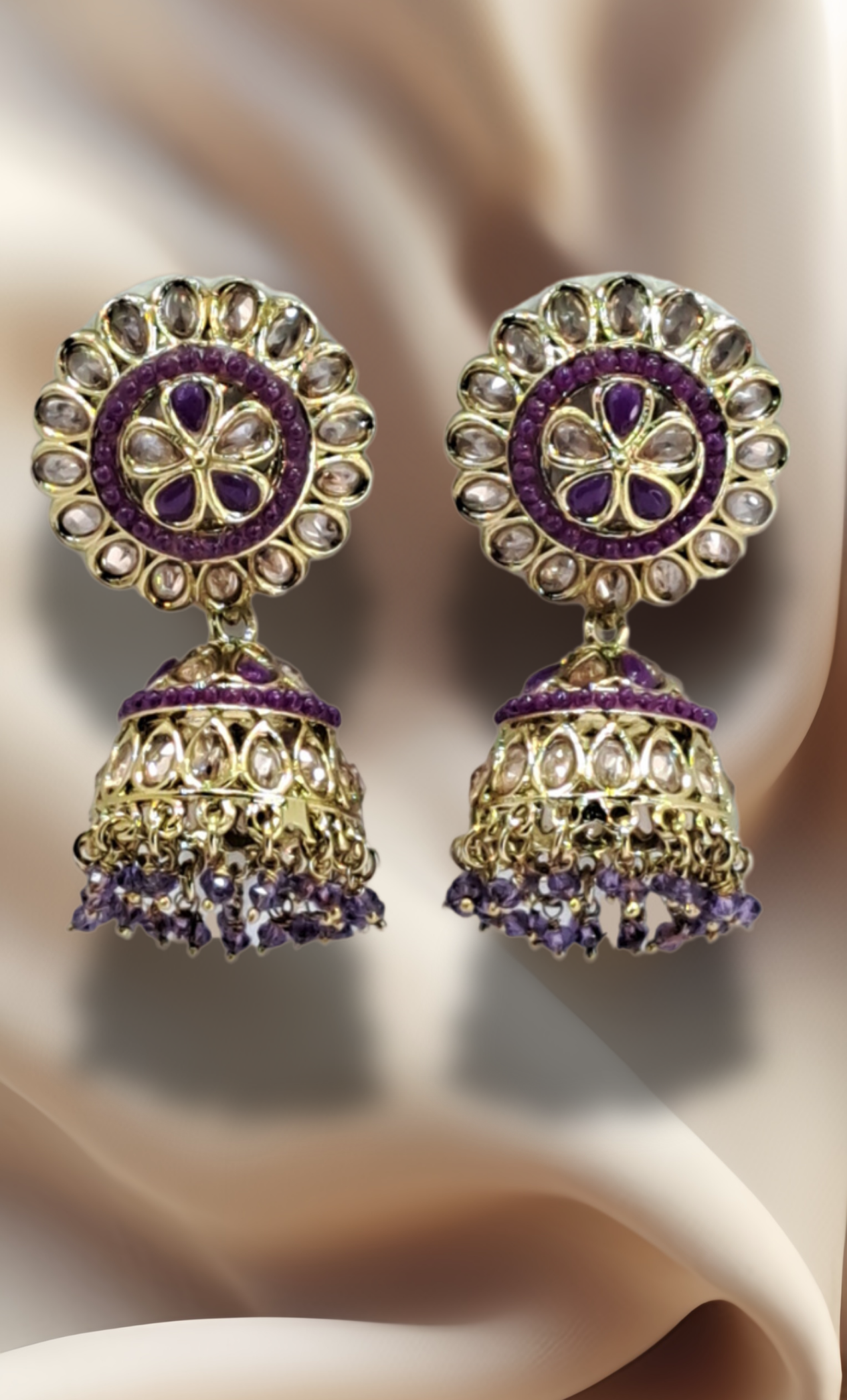 Deep Purple Jumki Earrings