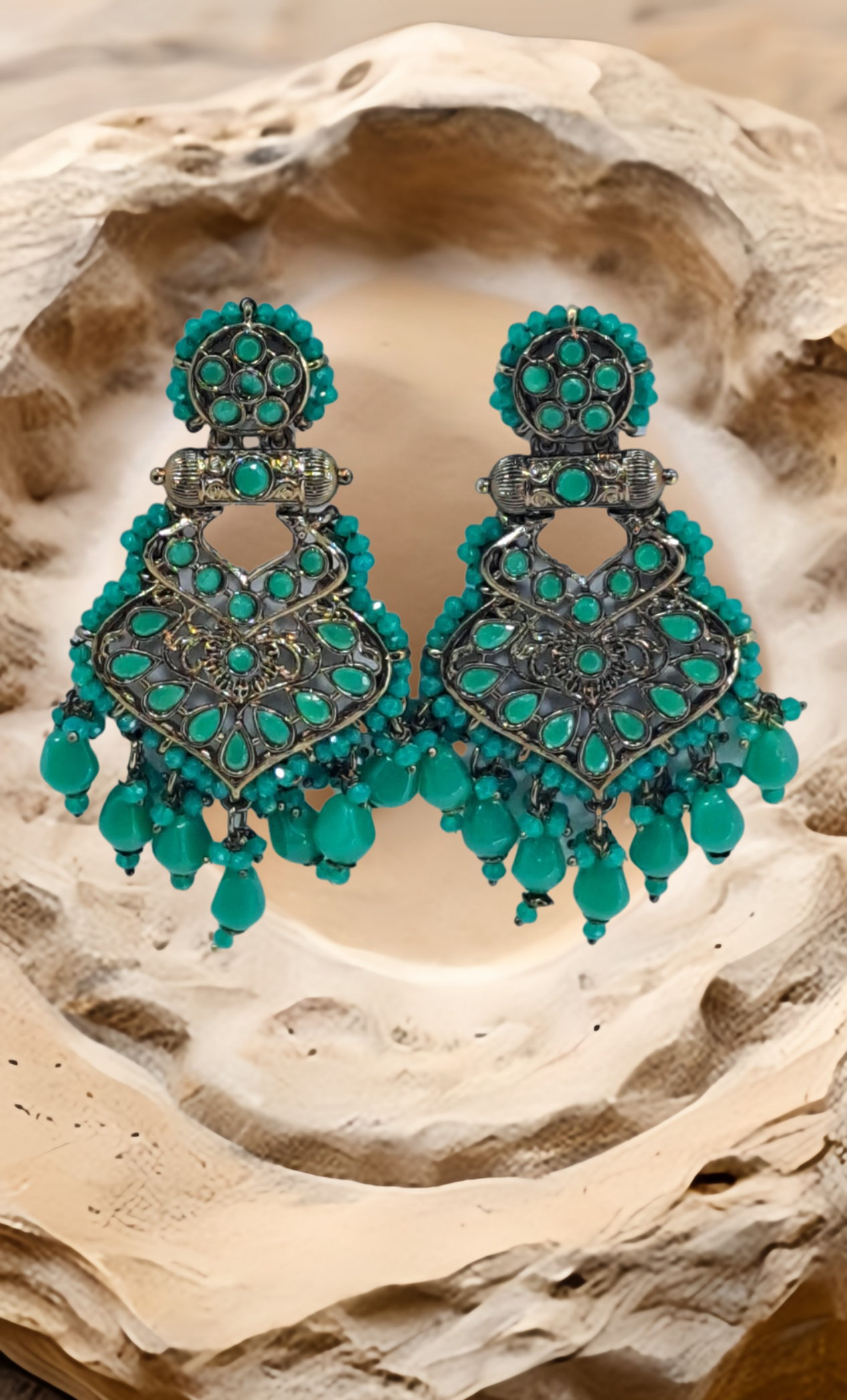 Deep Green Drop Earrings