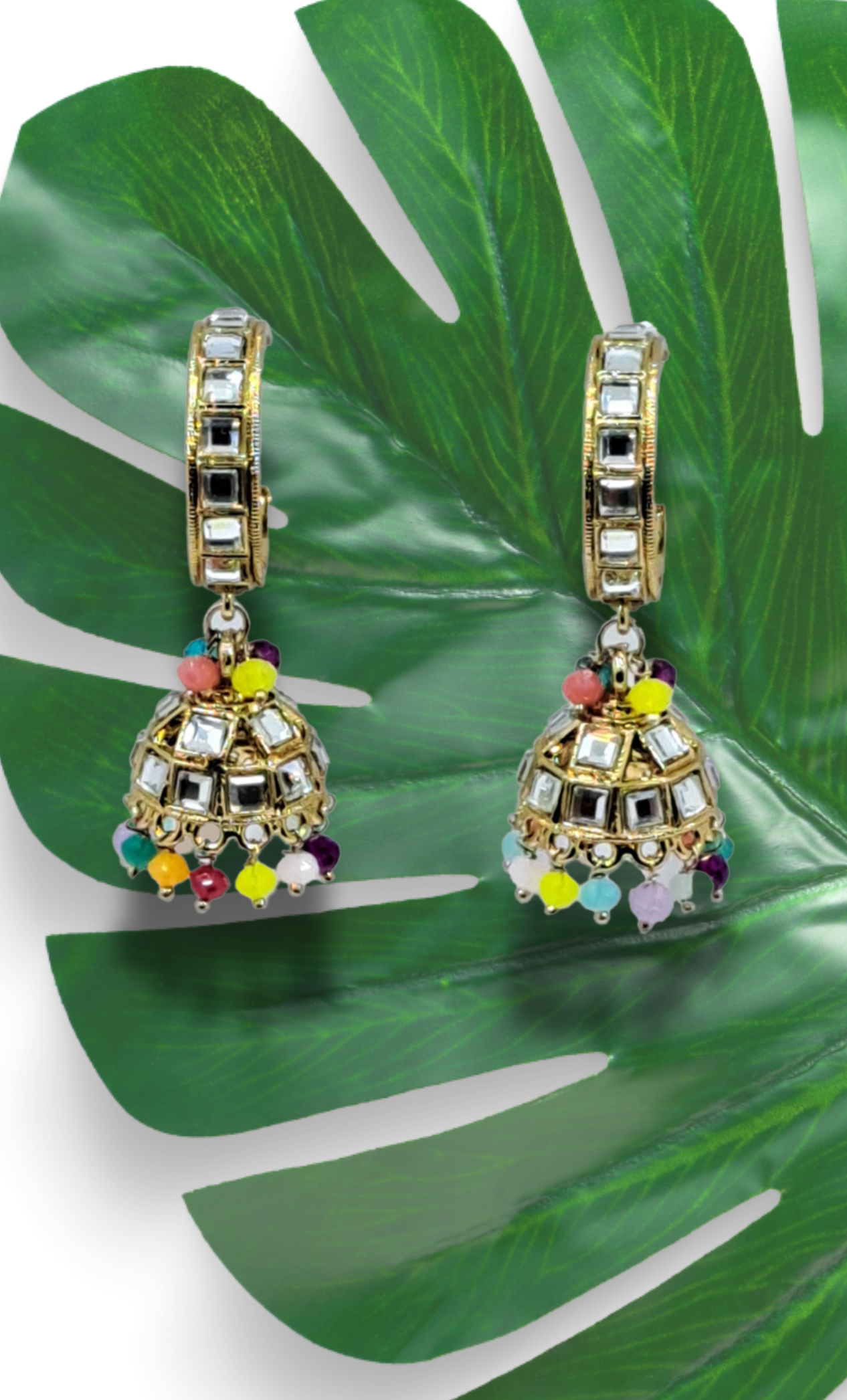 Multi-Colour Hoop Jumki Earrings