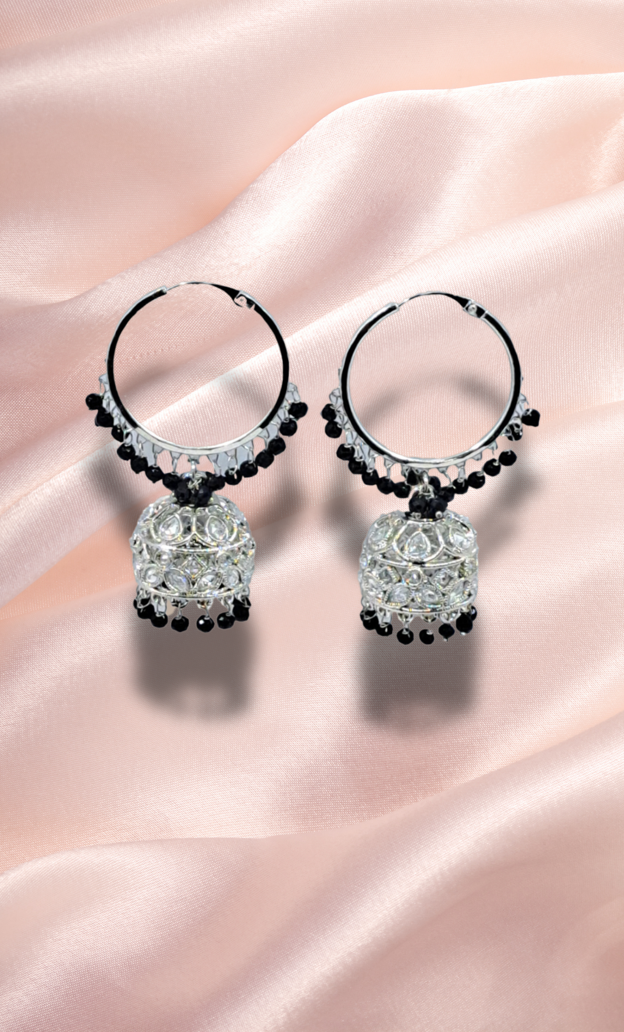 Black Hoop Jumki Earrings