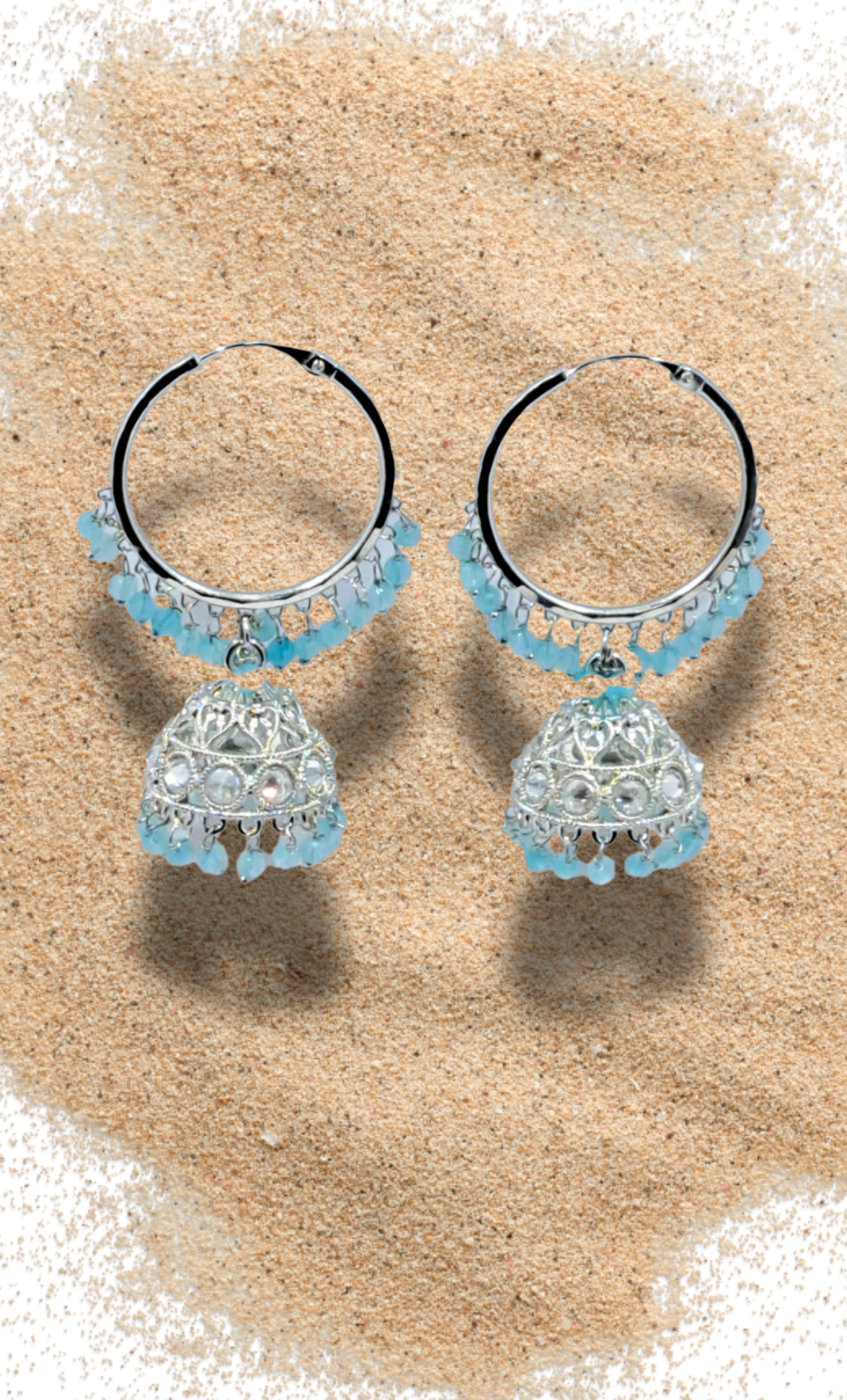 Light Blue Hoop Jumki Earrings