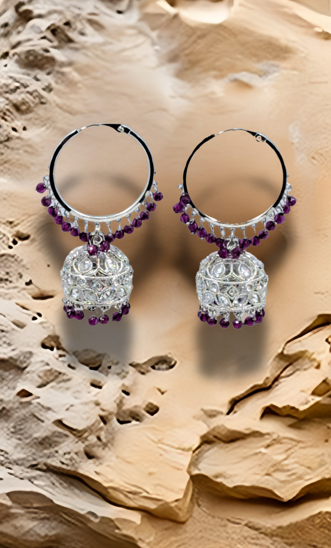 Purple Hoop Jumki Earrings