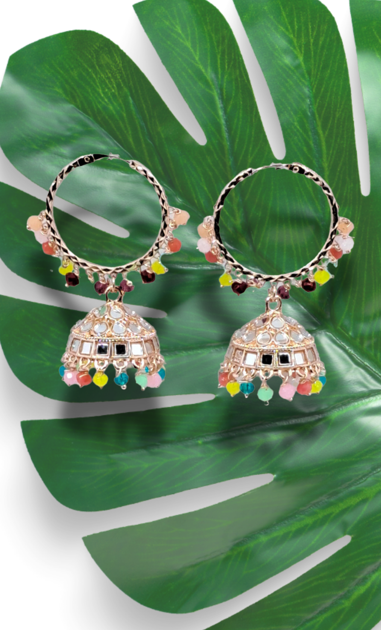 Multi-Colour Hoop Jumki Earrings