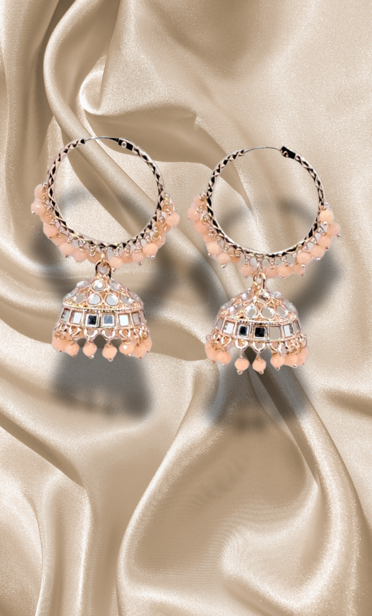 Peach Hoop Jumki Earrings