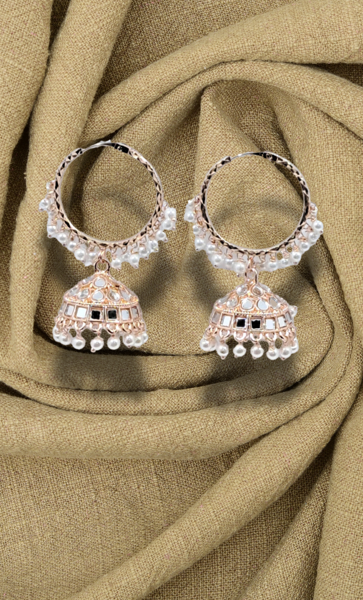 Pearl Hoop Jumki Earrings