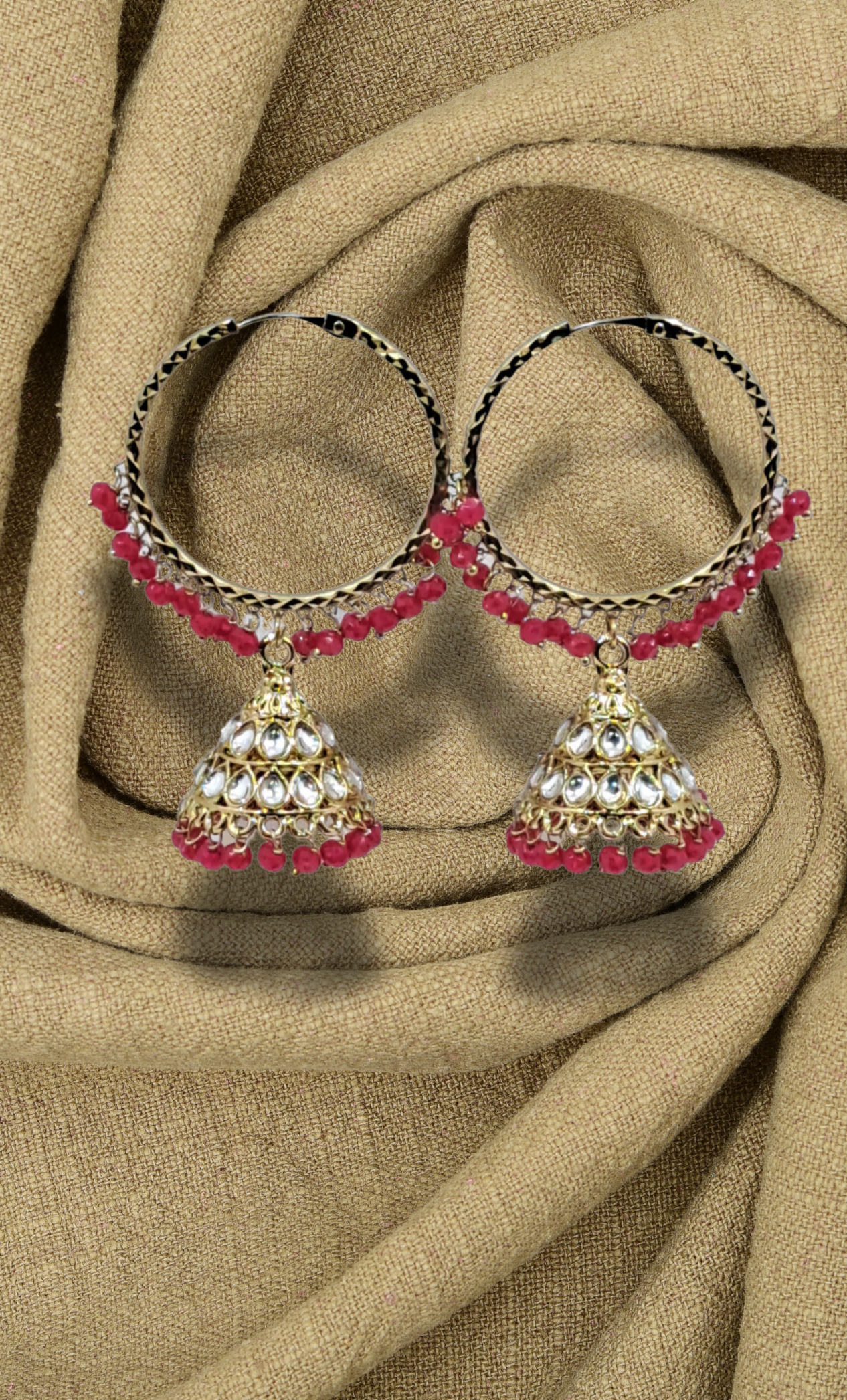 Cerise Big Hoop Jumki Earrings