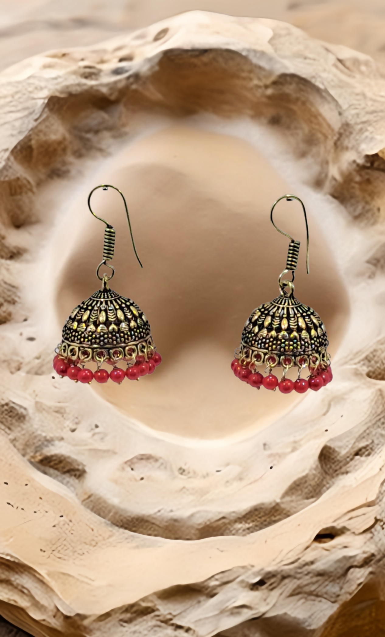 Deep Red Jumki Earrings