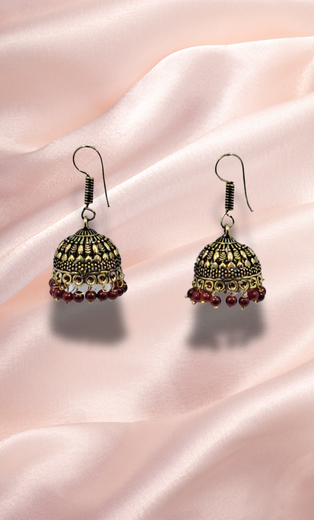 Dark Maroon Jumki Earrings