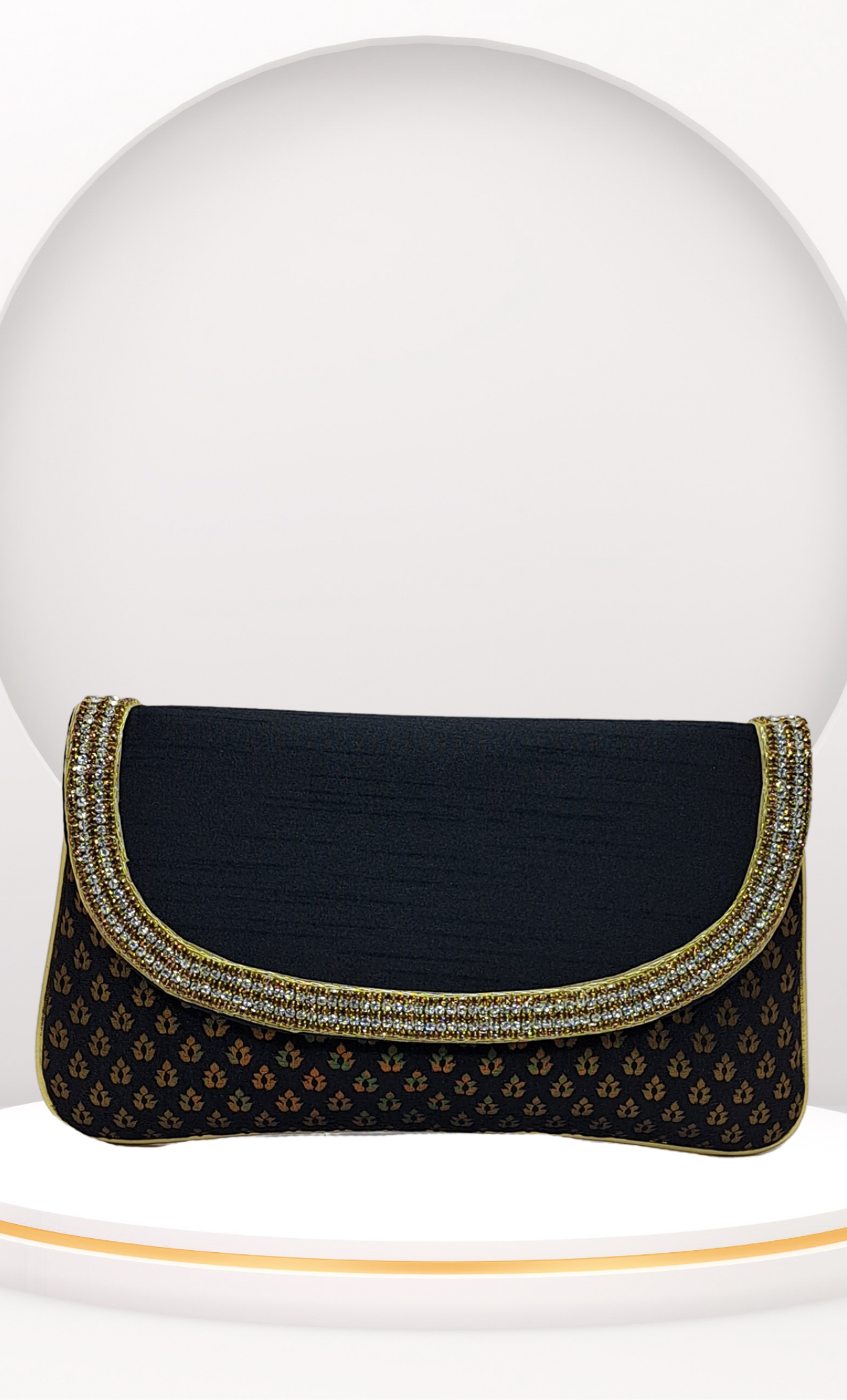 Black Embroidered Clutch