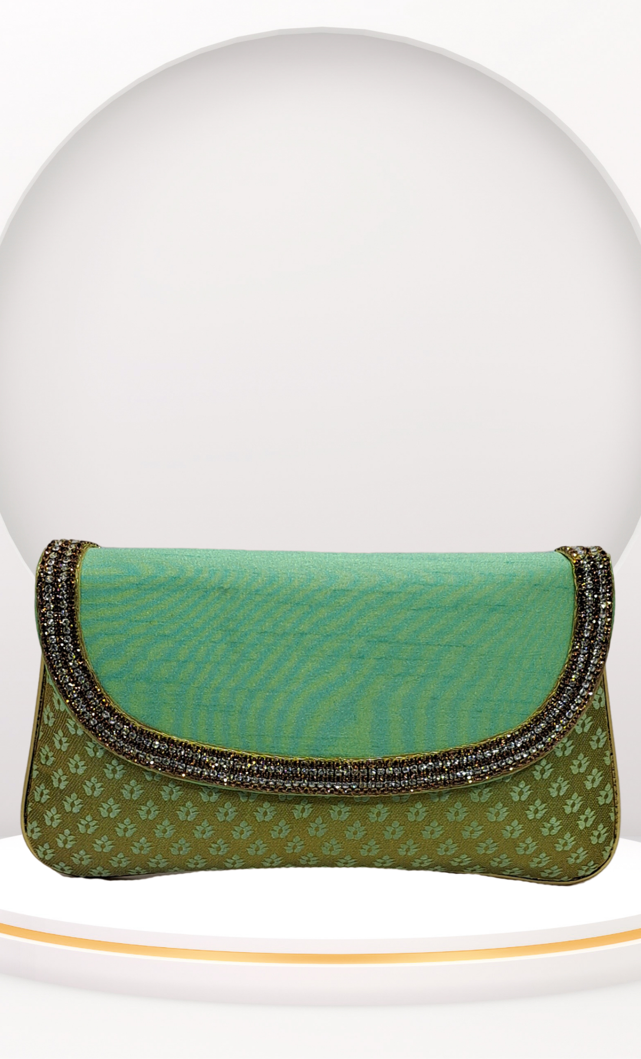 Mint Green Embroidered Clutch