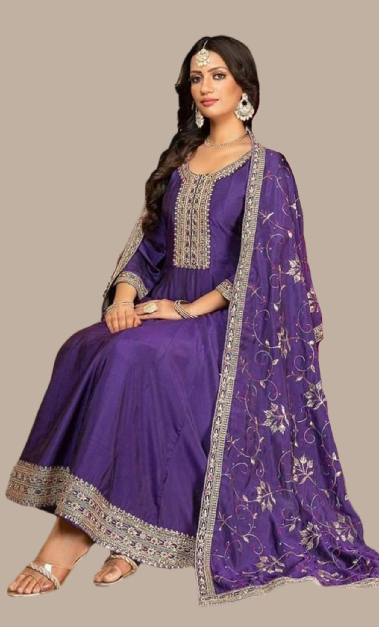 Purple Embroidered Punjabi