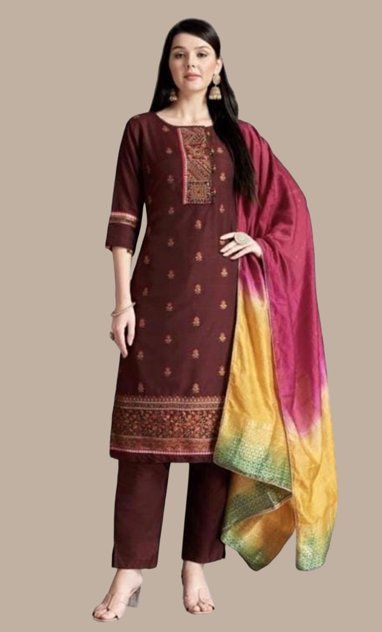 Deep Maroon Embroidered Punjabi