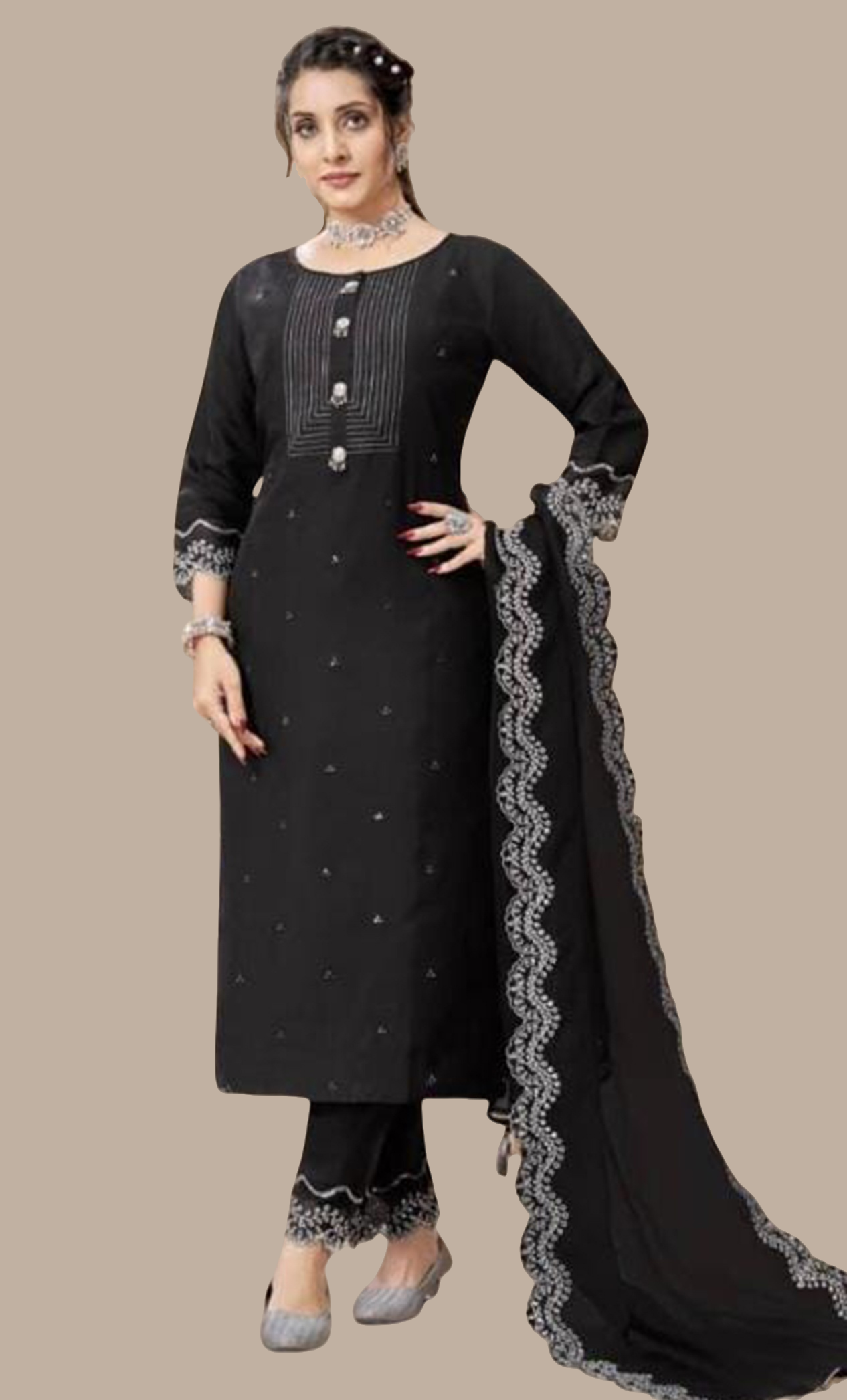 Black Embroidered Punjabi