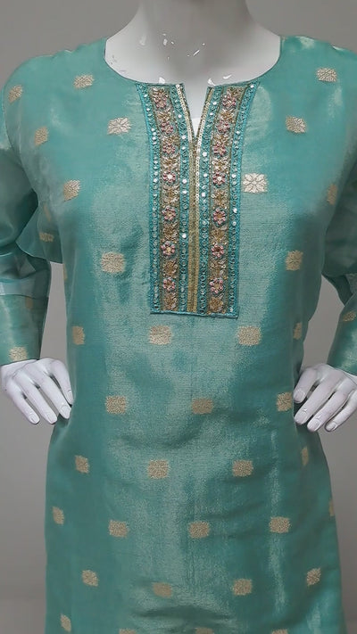 Aqua Green Embroidered Punjabi