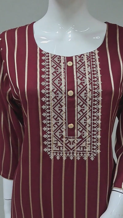 Maroon Embroidered Kurti Top