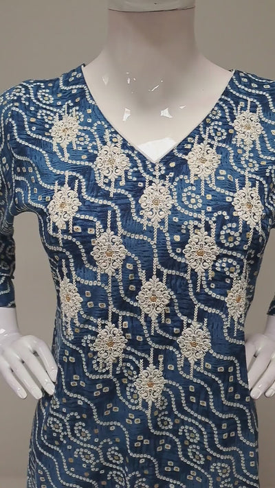 Deep Blue Printed Kurti Dress