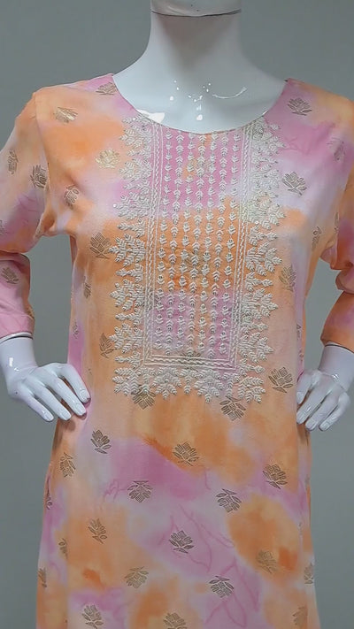 Soft Orange Embroidered Kurti Top