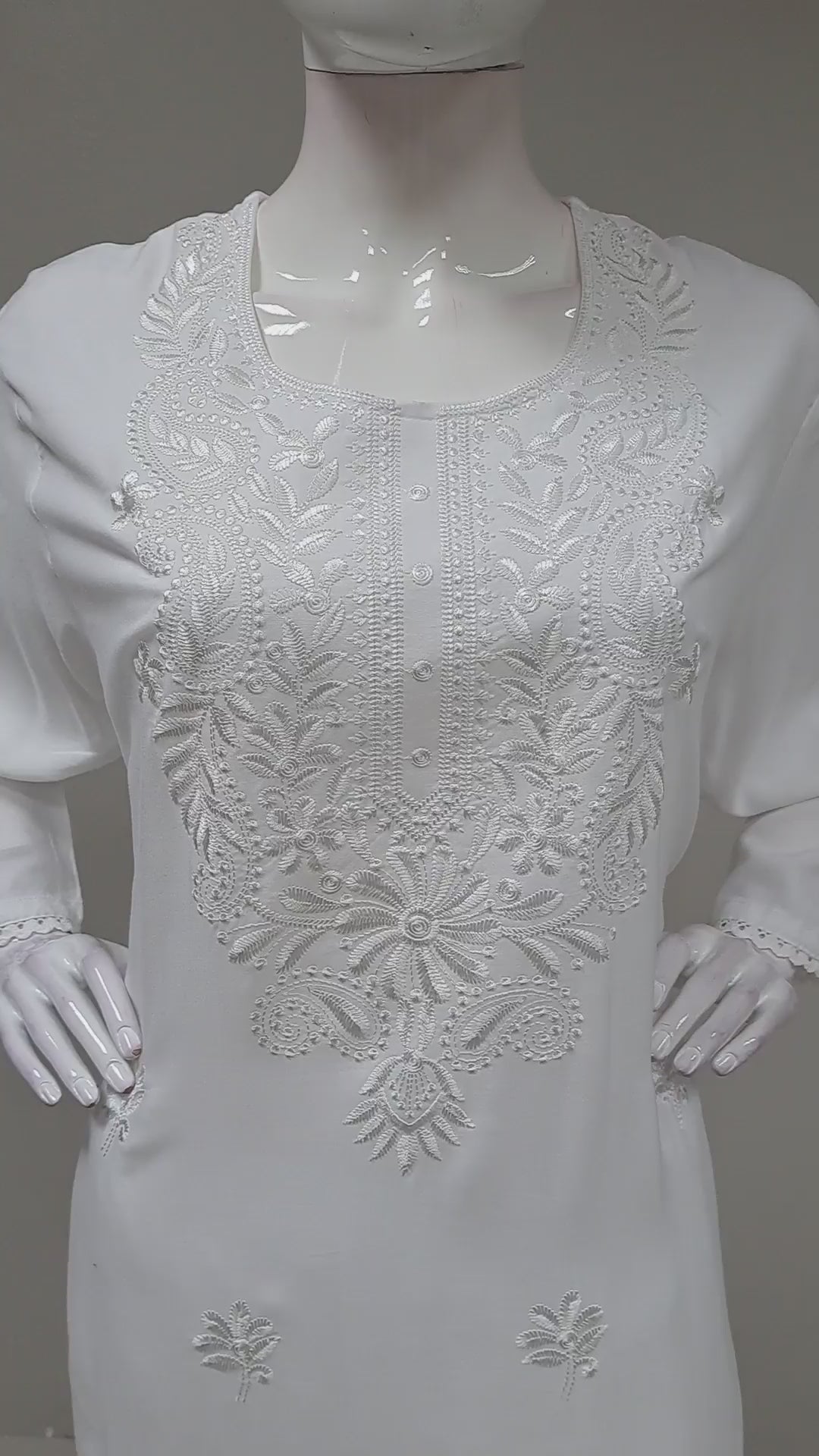 White Embroidered Kurti Top & Pants