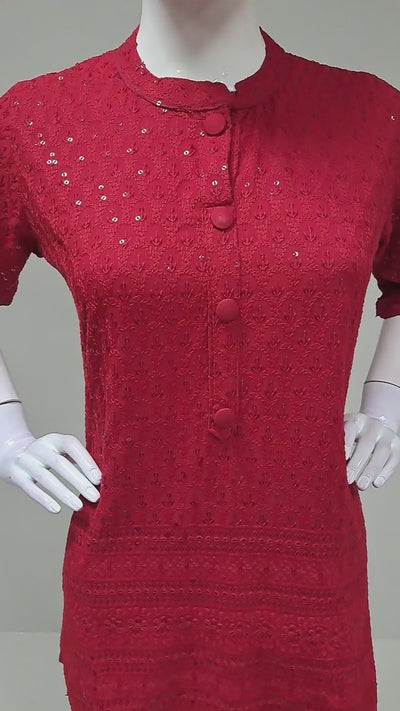 Maroon Embroidered Kurti Top