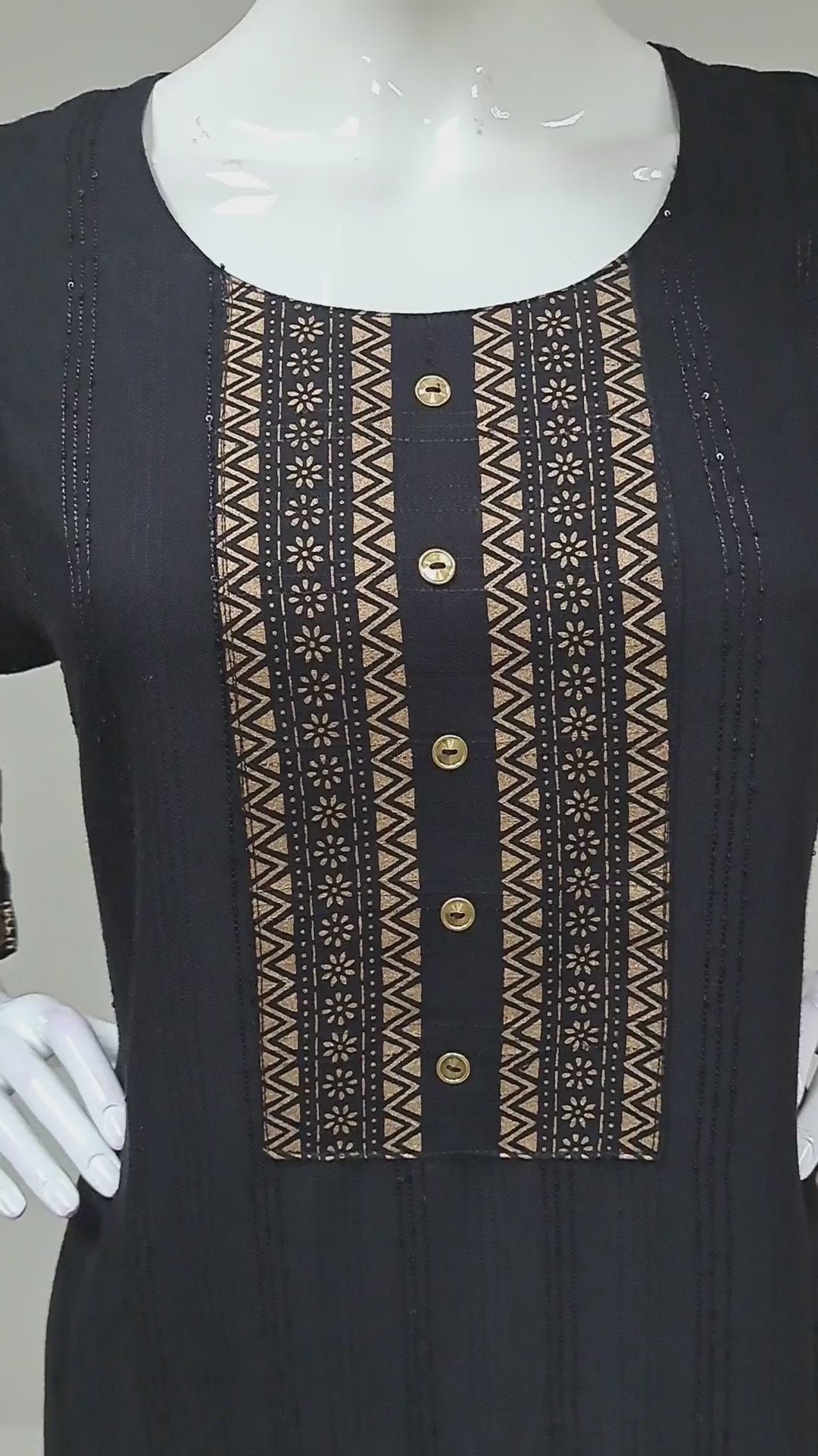 Black Embroidered Kurti Top