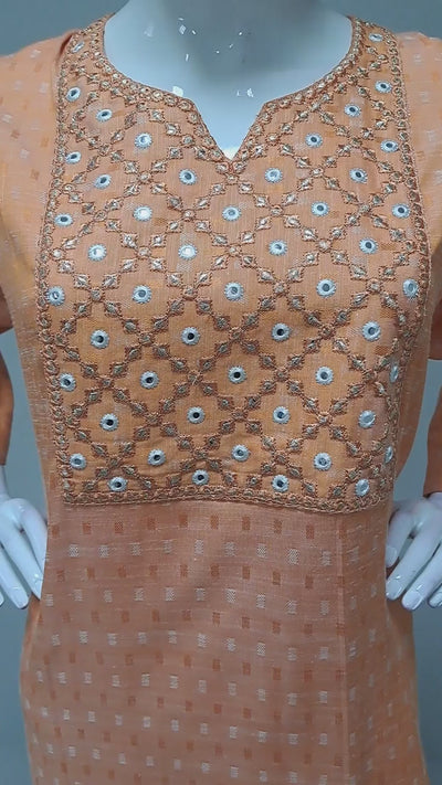 Deep Peach Embroidered Kurti Top