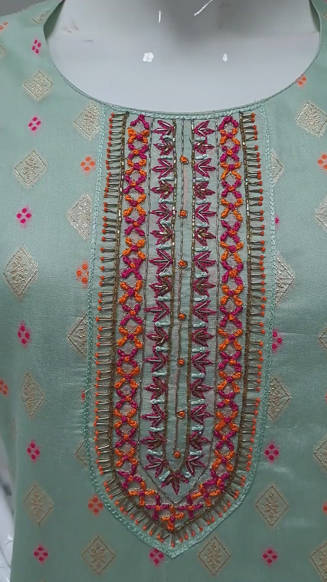 Sea Green Embroidered Punjabi