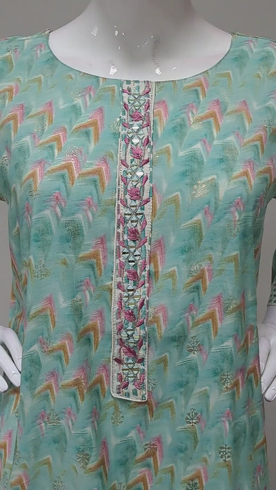 Aqua Green Printed Punjabi