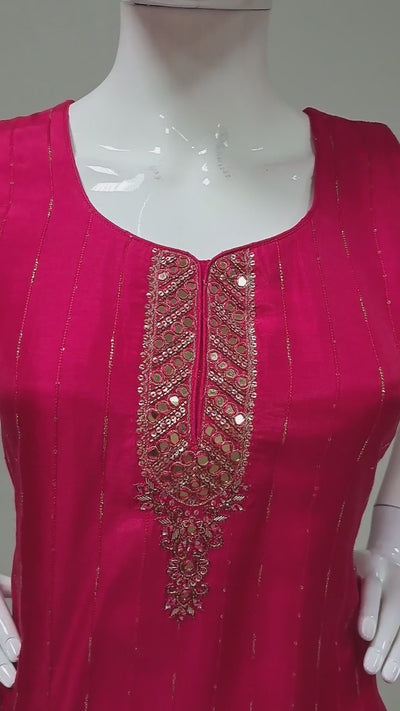 Cerise Embroidered Punjabi