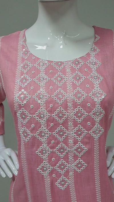 Deep Pink Embroidered Kurti Top