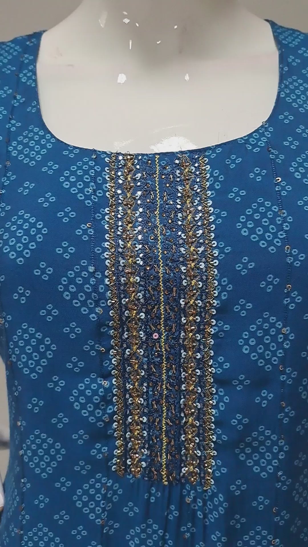 Deep Blue Bandhani Printed Punjabi