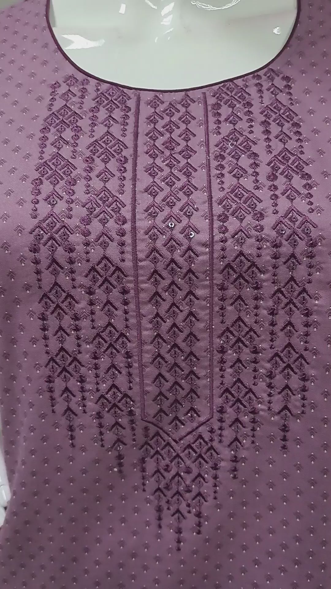 Deep Mauve Embroidered Kurti Top