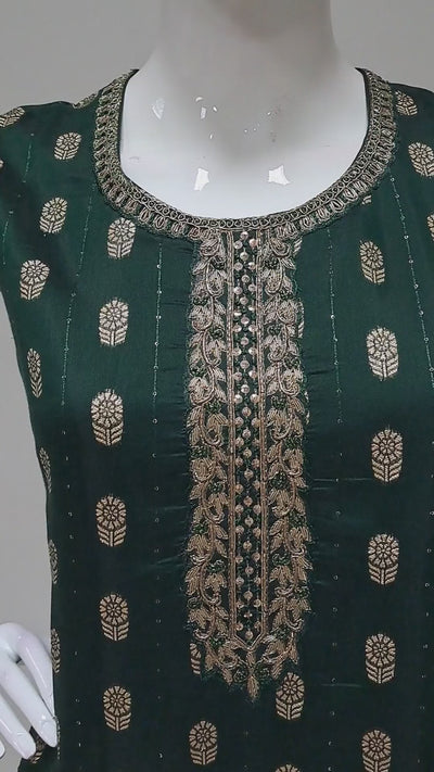 Bottle Green Embroidered Punjabi