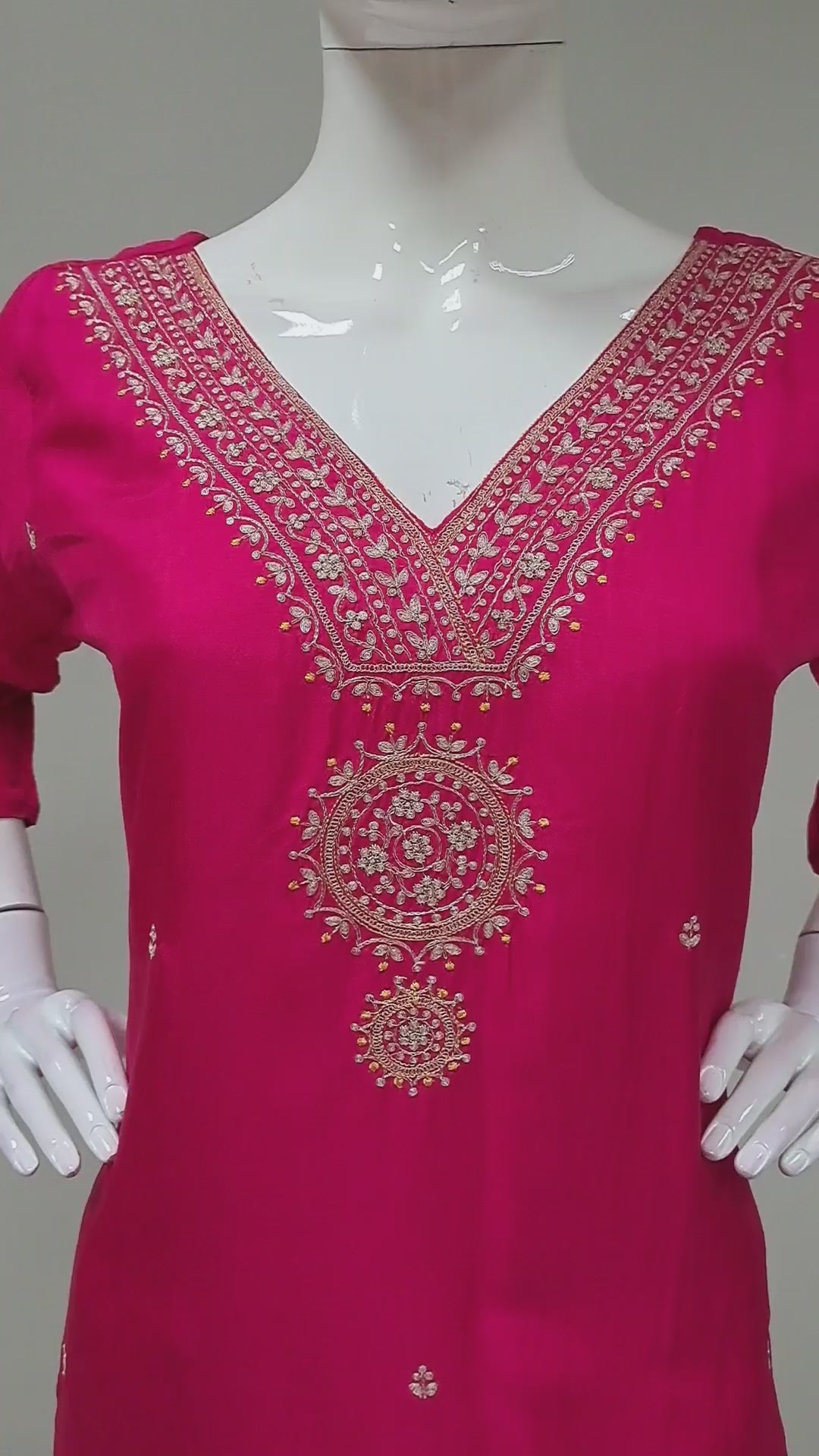 Deep Cerise Embroidered Punjabi