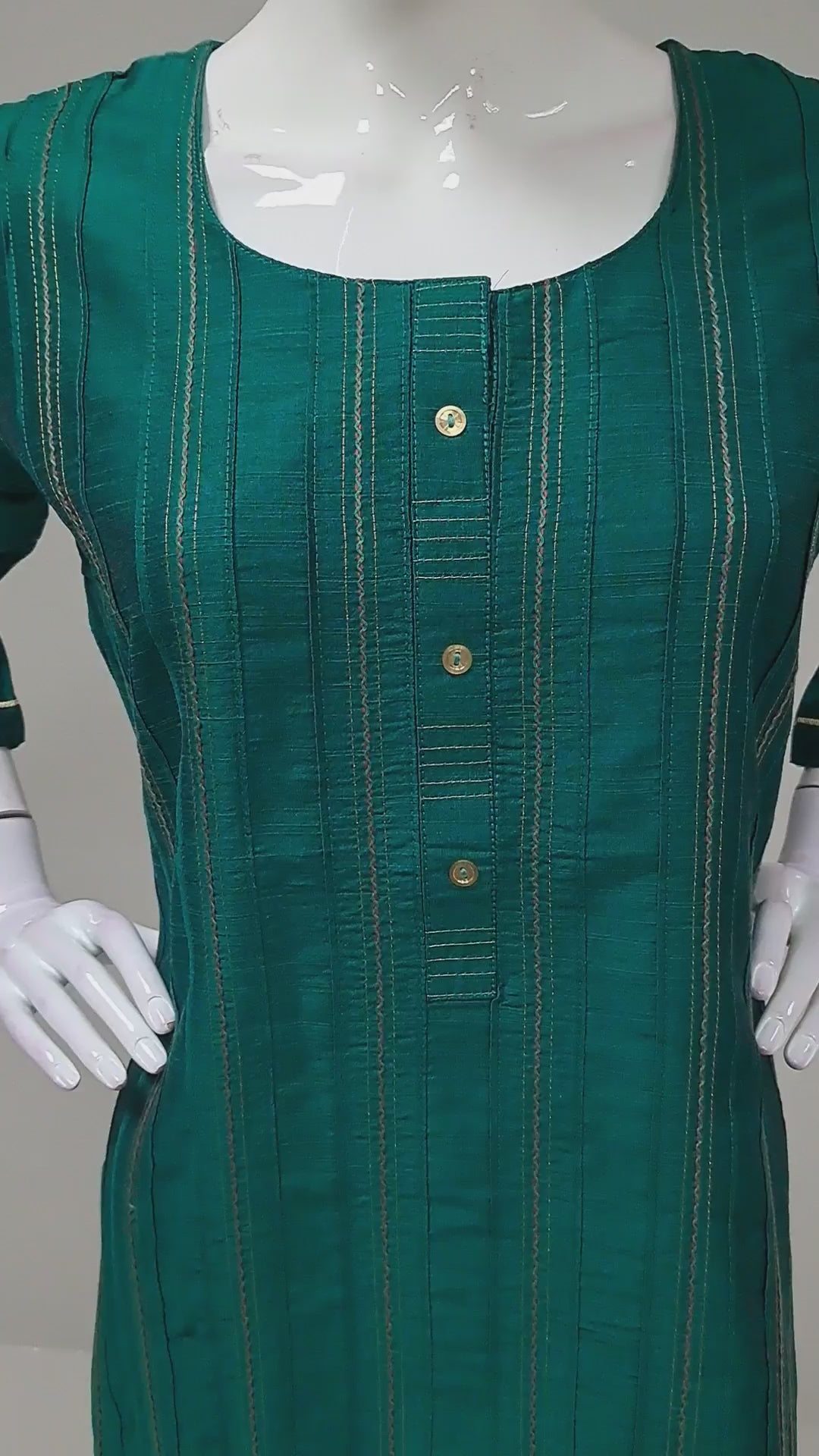 Dark Green Embroidered Kurti Top