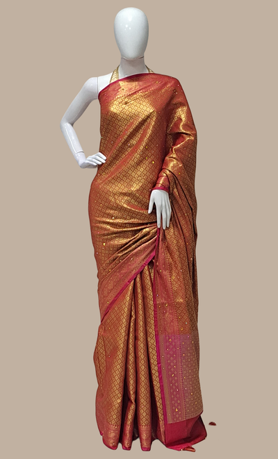 Red Woven Art Silk Sari