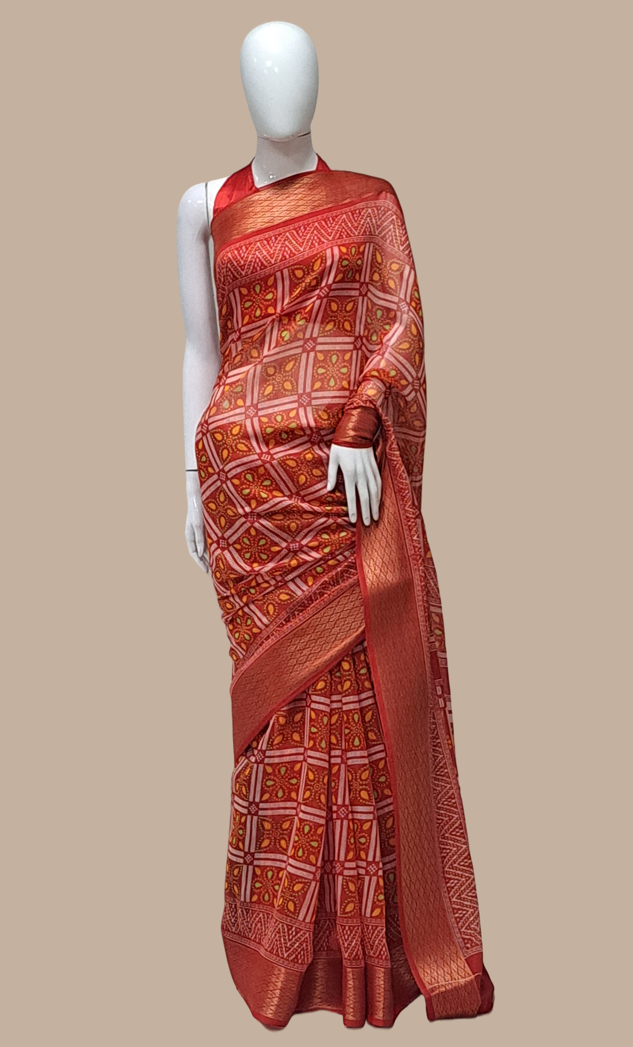 Maroon Printed Cotton Sari