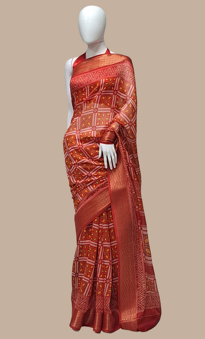 Maroon Printed Cotton Sari