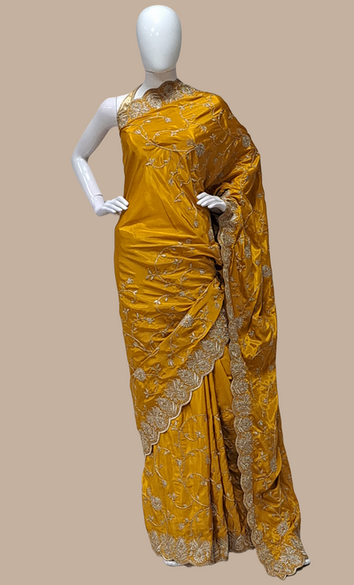 Deep Mustard Embroidered Sari