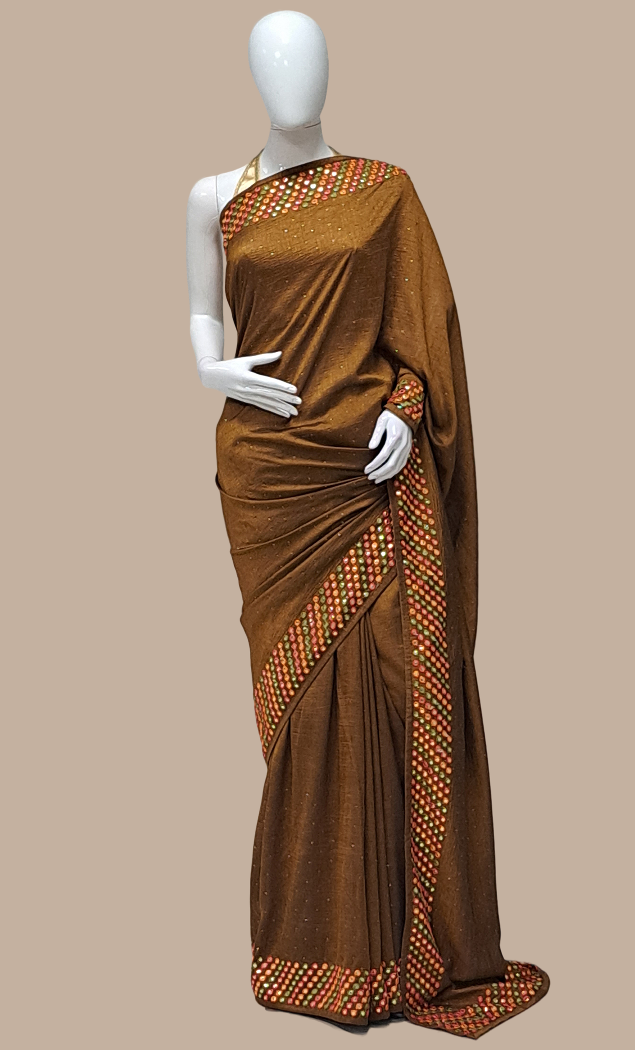 Deep Bronze Embroidered Sari