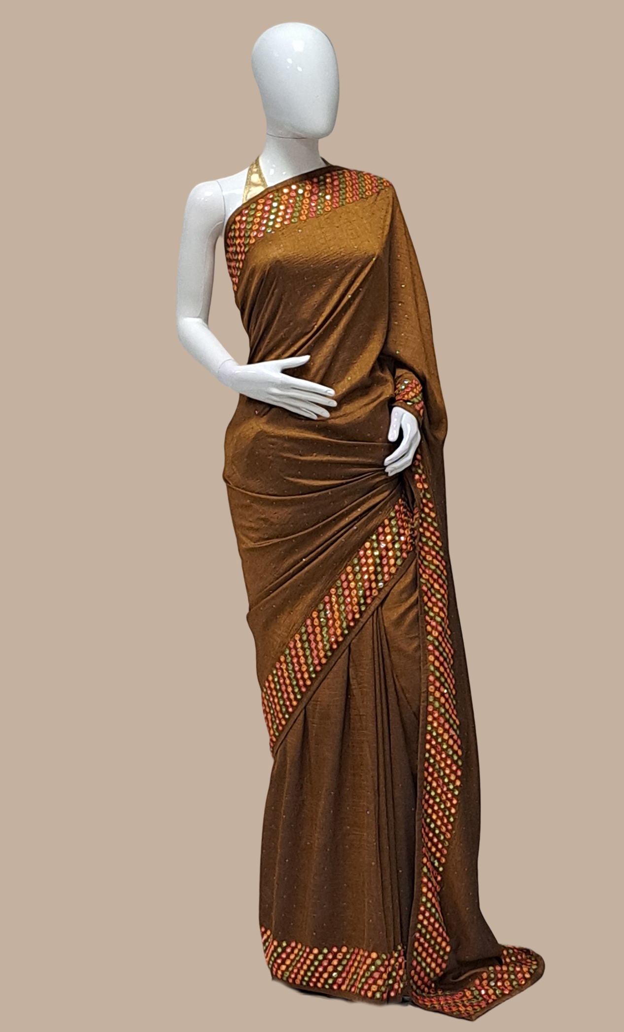 Deep Bronze Embroidered Sari