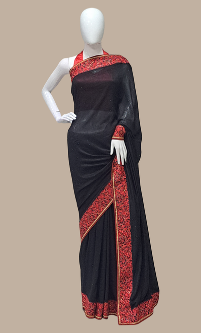 Black Embroidered Sari
