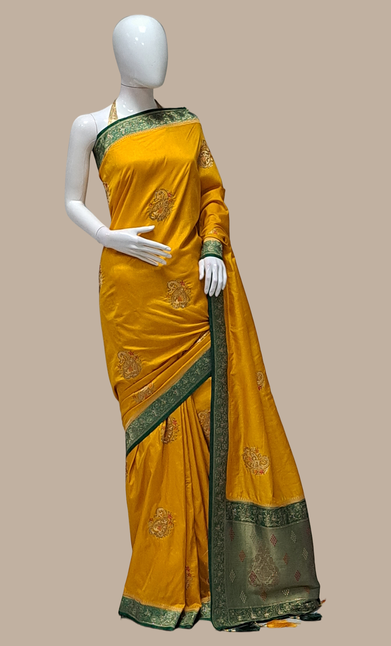 Bright Mustard Art Silk Sari