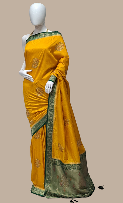 Bright Mustard Art Silk Sari